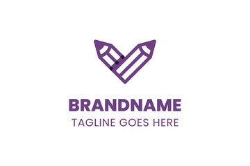 Letter V Pencil Logo, symbolizing creativity, learning, and design