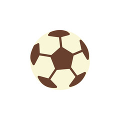 Obraz premium flat design of soccer ball. It features the classic pattern of interconnected pentagons and hexagons. The pentagonal shapes are dark brown, while the hexagonal shapes are a light cream