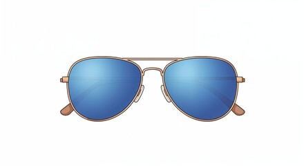 Cool Blue Aviator Sunglasses: A close-up shot of classic aviator sunglasses, boasting reflective blue lenses, the sunglasses radiate a sense of retro style and summer cool.