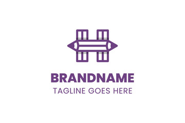 Letter H Pencil Logo, symbolizing creativity, learning, and design