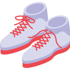 Light Purple High Top Sneakers with Red Laces and Red Soles on Transparent Background Ready for Athletic Activities or Casual Wear