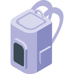 Light Purple Isometric Backpack With Two Straps And Two Pockets On A Transparent Background Perfect For Travel And School Supplies