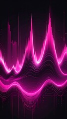 Abstract neon pink sound waves rise against a dark backdrop