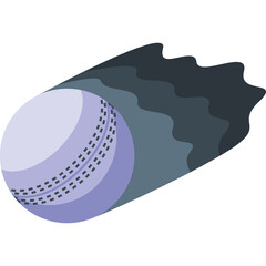 Fototapeta premium Light Purple Cricket Ball with Dark Gray Motion Blur Effect and Black Stitching Detail Isolated on Transparent Background