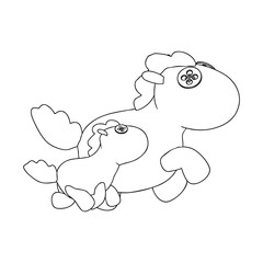 Outline for Coloring of Horse Plush Cute and Funny Toy. Vector Illustration.