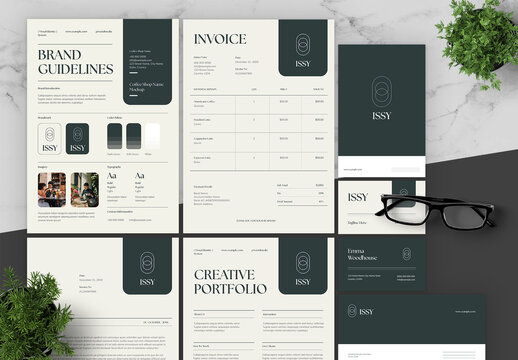 Green Black Coffee Shop Branding Pack