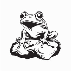 Adorable Frog on Stone Vector Art Cute Wildlife Illustration