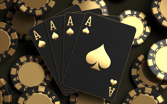 Aces of spades poker cards with chips