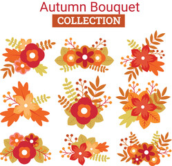 Bright collection of autumn bouquets