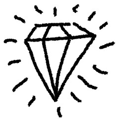 Sketchy hand-drawn diamond vector. Ideal for luxury, jewelry, and wealth themes. This graphic symbolizes value, quality, and precious gems with a unique, rough sketch style.