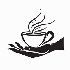 Elegant Hand Holding a Warm Coffee Cup Vector Illustration