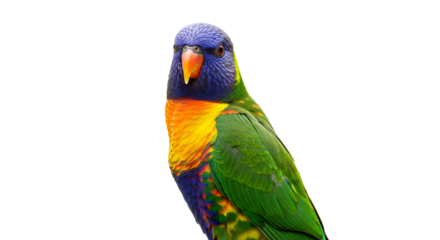Vibrant Rainbow Lorikeet A Colorful Parrot with Stunning Plumage on White Background