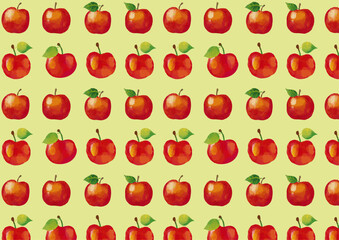 水彩風 リンゴのパターン Winter Fruits Series:Watercolor style apple pattern
