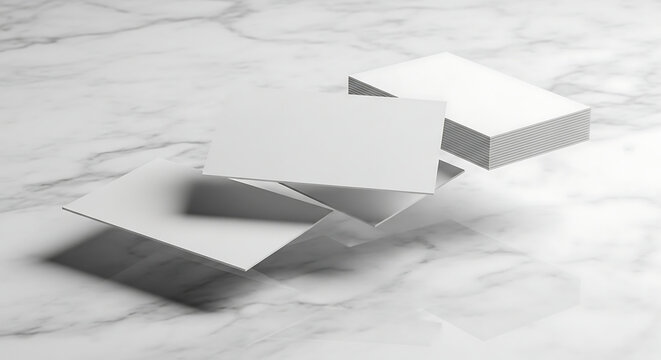 Blank Business Card Mockup on Marble - Minimalist Design for Branding Presentation