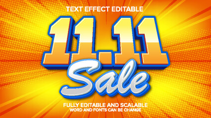 11.11 sale text effect vector editable