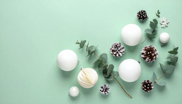 A colorful set of Easter eggs sits on a white background, ready for the winter season as a new year card design and merry Christmas decoration