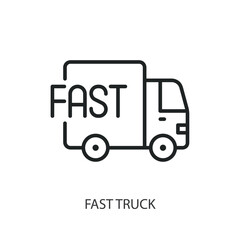 Fast truck thin line vector icons.