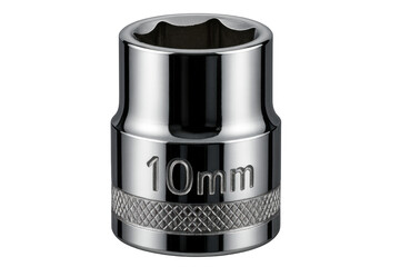 10mm chrome socket tool standing, transparent background