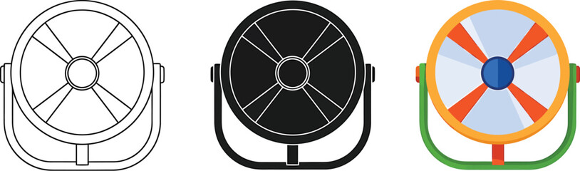 Set of Game Show Wheels with Different Graphic Styles and Colors