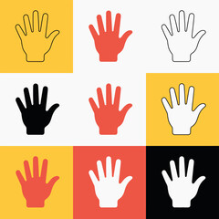 Obraz premium Collection of diverse hand icons in various colors and styles