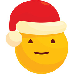 Festive Yellow Emoji Character Wearing A Red Santa Hat With A White Pom Pom And Trim Against A Transparent Background Celebrating Christmas