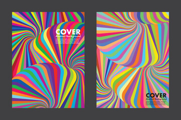 Abstract vector background with vibrant twisted stripes and dynamic motion lines, creating a bold modern visual for cover, poster, or digital artwork.