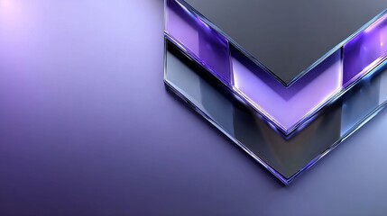 Geometric Purple Layers: Abstract Glass Composition with Reflective Surfaces and Gradient Background