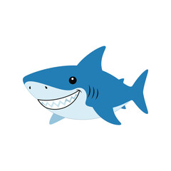 Cute cartoon shark smiling underwater ocean marine life friendly sea predator illustration vector