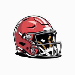 Fototapeta premium Red american football helmet with white face mask
