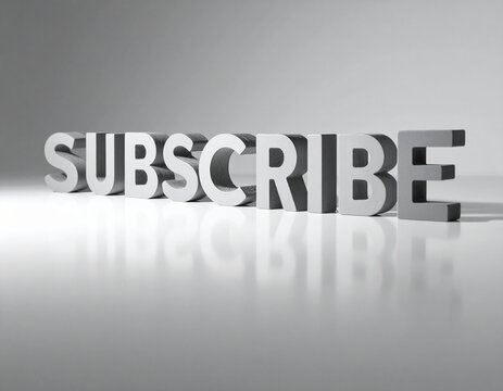3D Subscribe Text on Reflective Surface for Modern Marketing and Website Banner