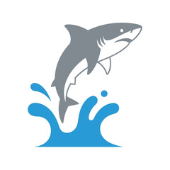 Dynamic shark leaping from water splash dynamic ocean predator action motion graphic vector