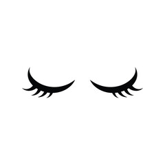 Elegant closed eyelashes minimalist vector art beauty icon fashion concept design vector