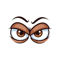 Intense cartoon eyes expressing anger frustration or suspicion with dramatic eyebrows vector