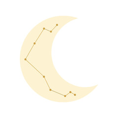 Celestial crescent moon with constellation stars astrology zodiac symbol cosmic night sky vector