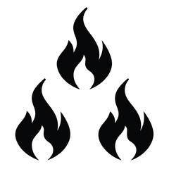 Three stylized black flame icons arranged in a triangle formation on a white background