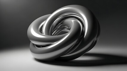 Fototapeta premium Abstract metal knot sculpture with light and shadow rendering
