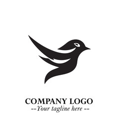 Elegant Bird Logo Symbol in Black on White Background with Minimalist and Modern Design