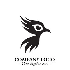 Elegant Bird Logo Symbol in Black on White Background with Minimalist and Modern Design