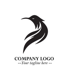 Elegant Bird Logo Symbol in Black on White Background with Minimalist and Modern Design