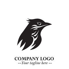 Elegant Bird Logo Symbol in Black on White Background with Minimalist and Modern Design