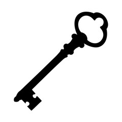 Elegant Antique Skeleton Key Silhouette against a White Background