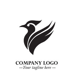 Elegant Bird Logo Symbol in Black on White Background with Minimalist and Modern Design
