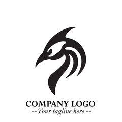 Elegant Bird Logo Symbol in Black on White Background with Minimalist and Modern Design