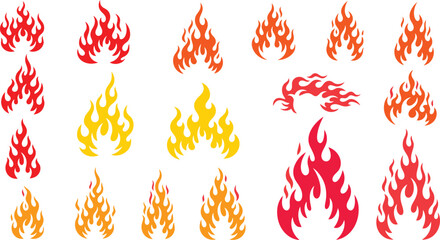 Creative Vector Set of Stylized Fire and Flame Graphics