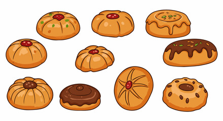Assorted pastries and cakes with transparent background