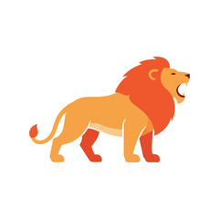 Majestic lion roaring fiercely stylized cartoon animal illustration art vector
