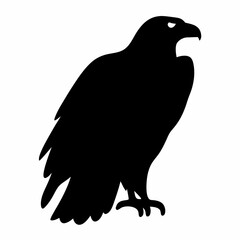 Black Silhouette of an Eagle with Wings Spread on a White Background