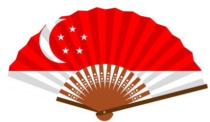 東南アジア　シンガポール　国旗　扇子　和風