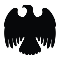 Silhouette of a majestic eagle with outstretched wings against white background