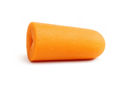 Orange foam earplug providing noise reduction and hearing protection